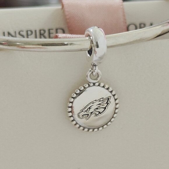 Pandora Philadelphia Eagles Dangle Charm Bracelet Pendant S925 Silver with box - Picture 1 of 8